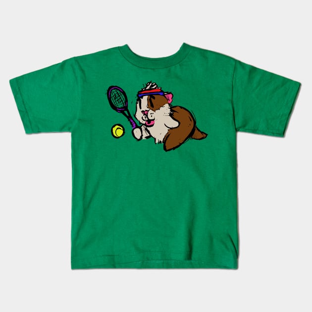 Tennis Guinea Pig Kids T-Shirt by GuineaPigArt